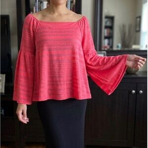 Nally & Millie Red Bell Sleeve Top - Size S/M